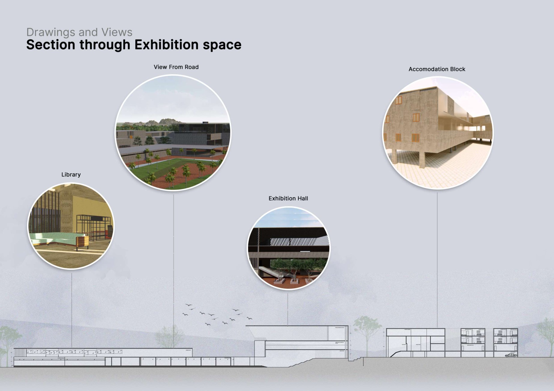 Calico Cultural Centre — Section through the exhibition space