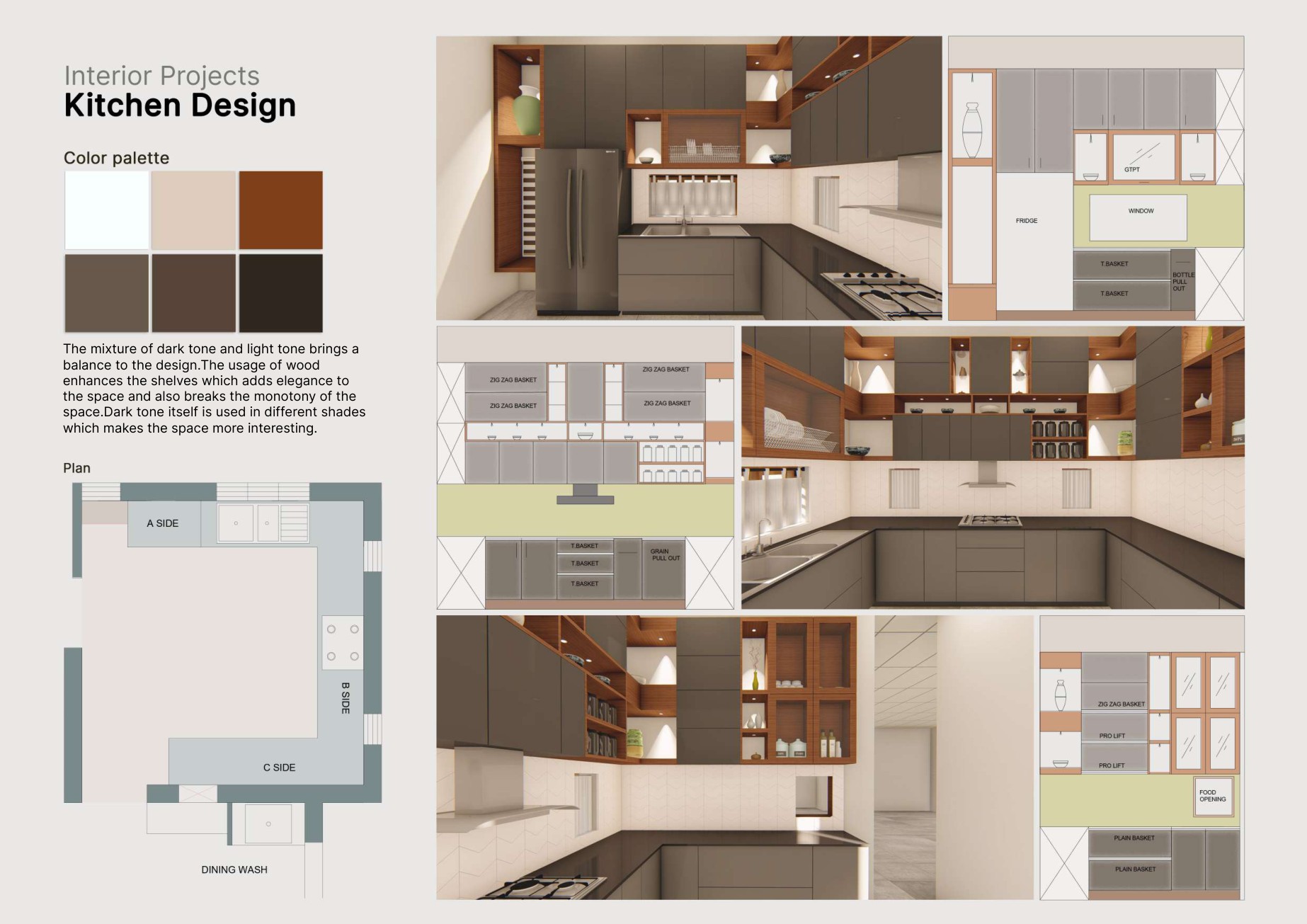 Residential Interior — Kitchen design · plans, elevations and renders