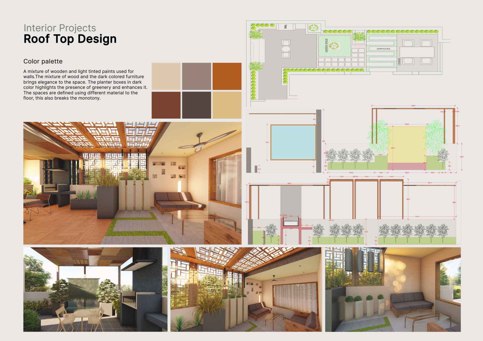 Residential Interior — Rooftop design · plan and rendered views