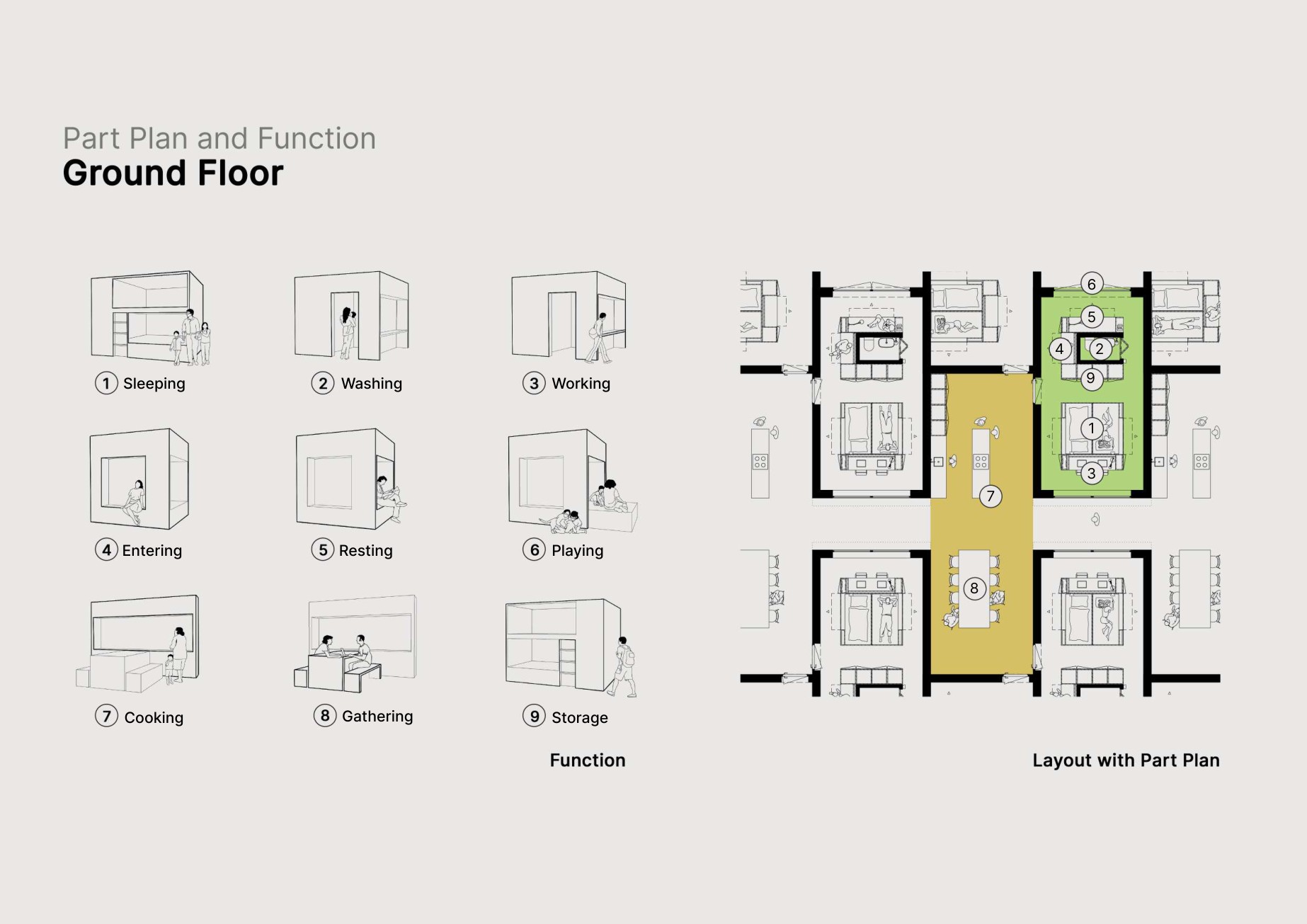 30 m² — A Supportive Community — Ground-floor layout and everyday functions