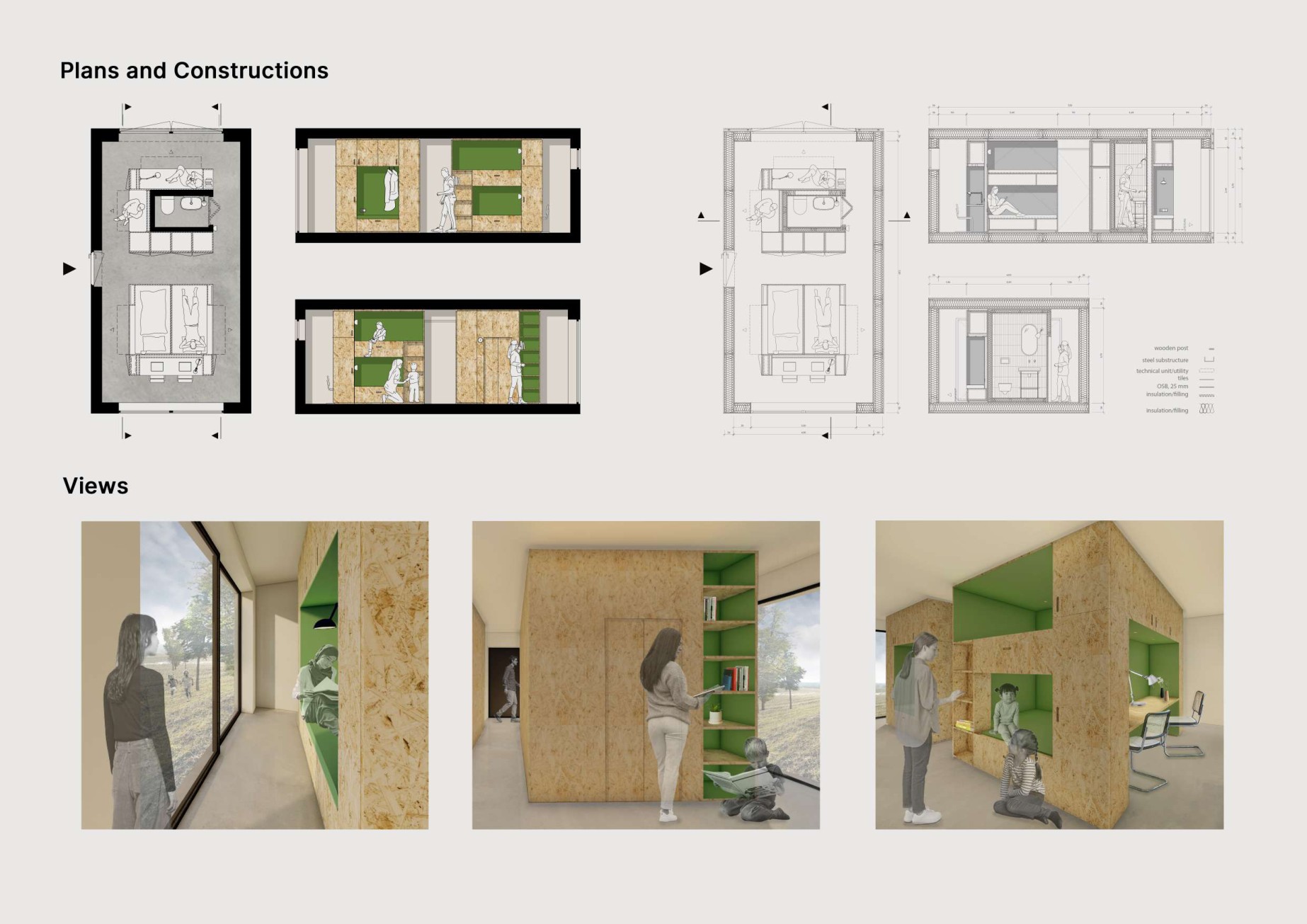 30 m² — A Supportive Community — Plans, construction and interior views